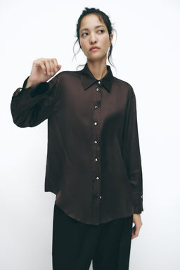 SATIN SHIRT WITH GOLD BUTTONS - Zara фото 3