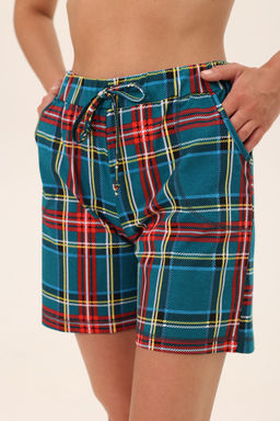 Шорты женские из кулирки Дачница зеленая клетка