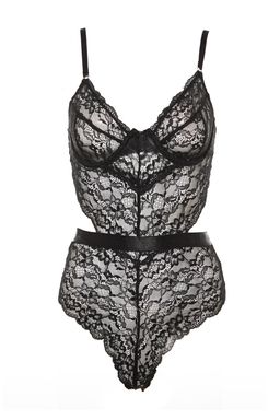 Siyah Dantelli Pencere/Cut Out Detayl? Ip Ask?l? C?tc?tl? Orme Body THMAW23BD00026