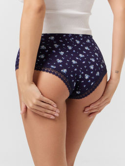 Цена за 2 штуки! Трусы женские шортики темно-синие с цветочками цветочки на т.синем 412611 - Mark formelle фото 5