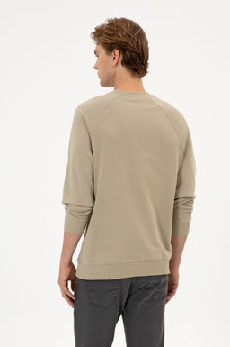 Erkek A__k Haki Basic Sweatshirt Sepette S_rpriz _ndirim