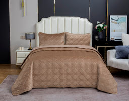 Стеганное покрывало Dori (кремовый капучино) 240х260см (1), 50х70см (2)