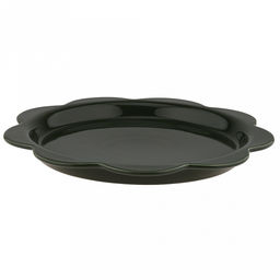 "Садовая фантазия" Тарелка мелкая фарфоровая д265мм, h27мм, волнистый край, темно-зеленый, в коробке (Китай)