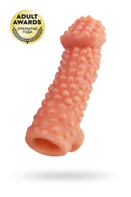 Насадка реалистичная KOKOS COCK SLEEVE с дополнительной стимуляцией, TPE, телесная, 17.6 см