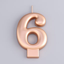 Цена за 2 шт. Свеча для торта «Европейская ГИГАНТ», цифра 6, 7 см, розовое золото