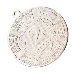 Медаль призовая 197 диам 5 см. 2 место. Цвет сер. Без ленты - Командор фото 3