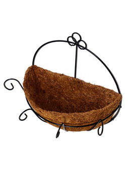 Кашпо настенное, d=20 см, металлическое, со вставкой из кокоса