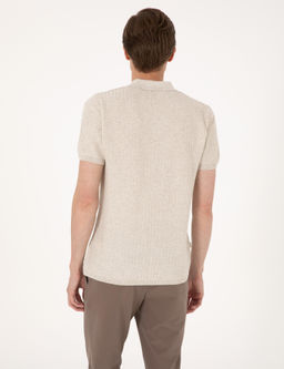 Bej Slim Fit Polo Yaka Triko Ti__rt - Pierre cardin фото 5