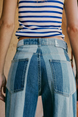 JEANS Z1975 STRAIGHT TIRO MEDIO RAYAS / Azul medio