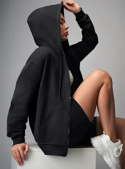 K13058 Толстовка OVER SIZE ЧЕРНЫЙ