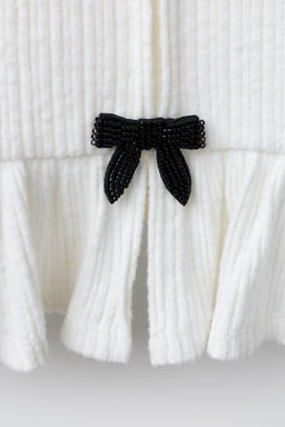 RIBBED SOFT-TOUCH T-SHIRT WITH BOWS - Zara фото 4