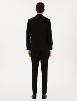 Siyah Ex. Slim Fit %100 Y_n Kruvaze Tak_m Elbise
