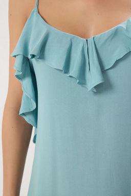 TRENDYOLMILLA Siyah Maxi Dokuma Volanl? Plaj Elbisesi TBESS19WY0004  фото 30