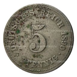 Монета 5 пфеннигов 1890 года A Германия