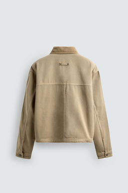 CAZADORA CROPPED FIT CUELLO CONTRASTE / Tostado - Zara фото 8