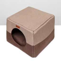 Дом трансформер Квадрат, рогожка, поролон, 43 х 42 х 34 см, бежево-коричневый - Пижон фото 4