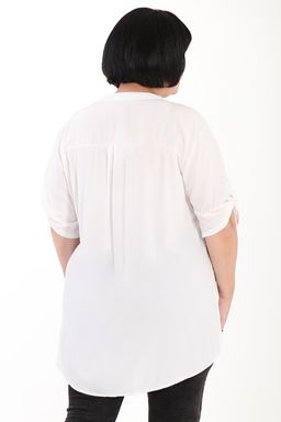 Рубашка белая с розовым цветком - Almond фото 2