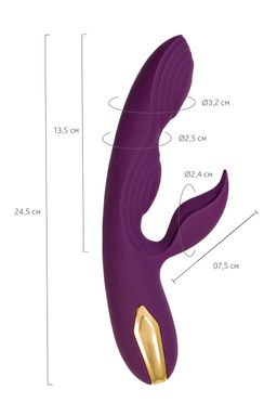 Вибратор с клиторальным стимулятором LEroina Octar, силикон, фиолетовый, 24,5 см