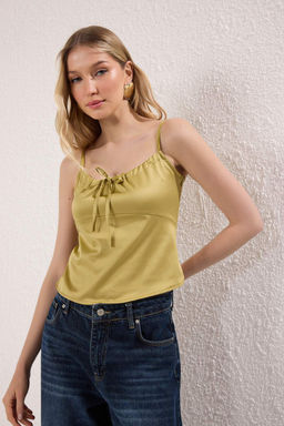 Yag Yesil Ask?l? Saten Dokuma Bluz TWOSS25BZ00539