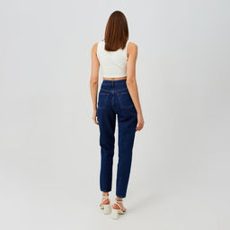 Джинсы женские мом MINAKU: Jeans Collection, размер 46, синие