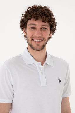 Erkek Slim Fit Polo Yaka Beyaz Basic Ti__rt Sepette S_rpriz _ndirim