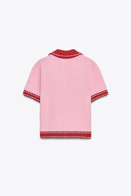 STITCHED KNIT CARDIGAN WITH SHORT SLEEVES - Zara фото 6