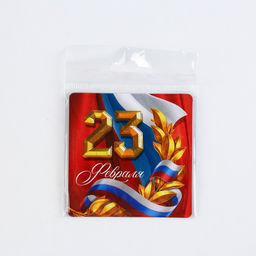 Цена за 4 шт. Магнит полимерный Триколор. 23 февраля, 7?7 см