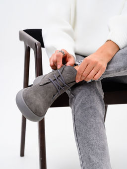 Ботинки 308.927gr.Серый замок замша+серый/мех