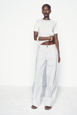 PLAIN KNIT TOP WITH CONTRAST TRIMS - Zara фото 9
