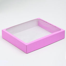 Цена за 5 шт. Коробка сборная, крышка-дно, с окном, сиреневая, 38 х 33 х 7 см