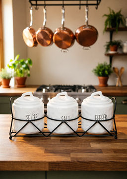 НАБОР БАНОК ДЛЯ СЫПУЧИХ ПРОДУКТОВ КОЛЛЕКЦИЯ KITCHEN НА ПОДСТАВКЕ 3 ШТ. 9*11 СМ