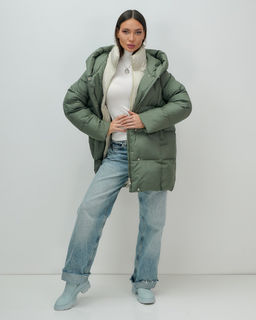 Куртка двубортная женская зимняя с капюшоном цвета хаки 7736Kh Бренд: Visdeer  фото 19