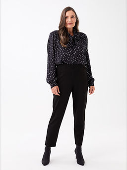 Kad?n Beli Lastikli Standart Fit D?z Pantolon