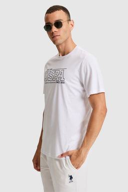 Erkek Beyaz Regular Fit Bisiklet Yaka Ti__rt