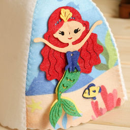 Шапка для бани детская с аппликацией русалочки Рэд, войлок - Simaland фото 3