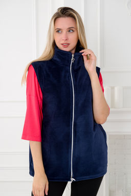 Жилет женский из велюра синий макс