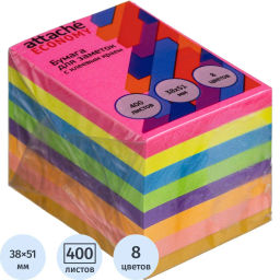 Стикеры с клеев.краем 38x51 мм, 400 лист, 8 неоновых цв