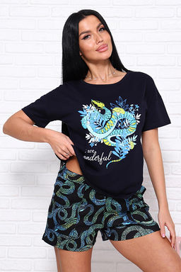 Костюм с шортами, принт (01030. бирюзовый) - Плиона фото 18