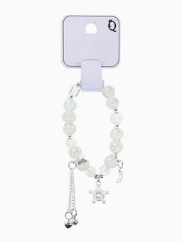 Браслет с подвесками "Сахарный" ночное небо, шар № 10/8, цвет нежно-розово-голубой в серебре   10967