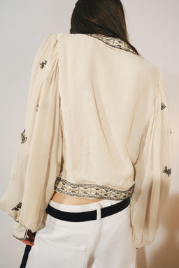 BLUSA BORDADOS ABALORIOS ZW COLLECTION / Crudo - Zara фото 4