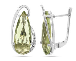 Серьги из серебра зеленый аметист, Волна