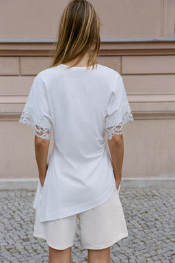 CAMISETA ASIM?TRICA ENCAJE / Blanco - Zara фото 5
