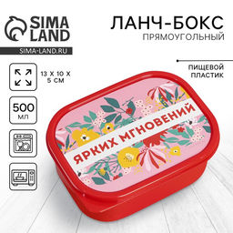 Цена за 2 шт. Ланч - бокс прямоугольный Ярких мгновений, 500 мл
