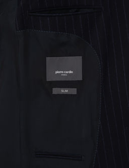 Lacivert Slim Fit %100 Y_n Tak_m Elbise