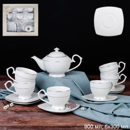 Чайный набор 13 предметов 260 мл 900 мл на ножке / GA2-13G /уп 4/ костяной фарфор - Галеонтрейд фото 11