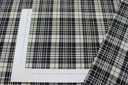 Фуле Клетка цв.чернильно-черный/сливочный, ш.1.45м, хлопок-100%, 160гр/м.кв - Купава фото 4