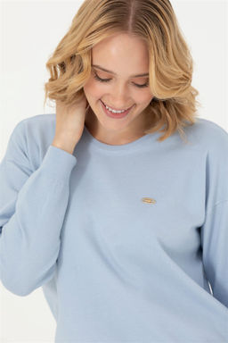 Женский синий меланжевый свитер с круглым вырезом Неожиданная скидка в корзине - U.s. polo assn фото 2