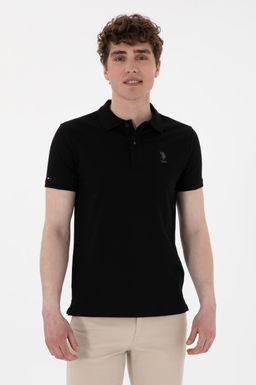 Erkek Slim Fit Polo Yaka Siyah Basic Ti__rt Sepette S_rpriz _ndirim