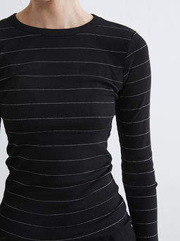 Bisiklet Yaka ?izgili Kad?n Body