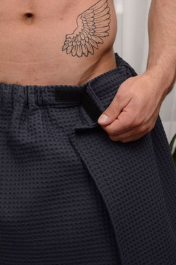 Полотенце для бани и сауны вафельное мужское  на липучке